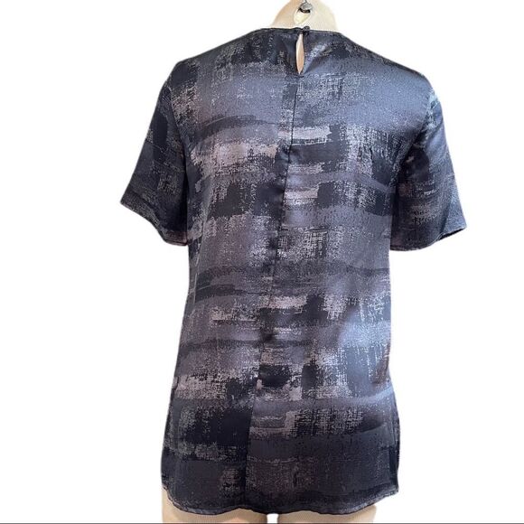 Eileen Fisher Bark Gaia Printed Silk Charmeuse Roundneck Box Top Size XXS $268 - Picture 3 of 11